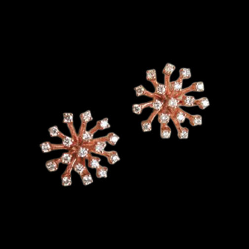 Rose Gold stone embellished diamond earrings with stones adorned all over