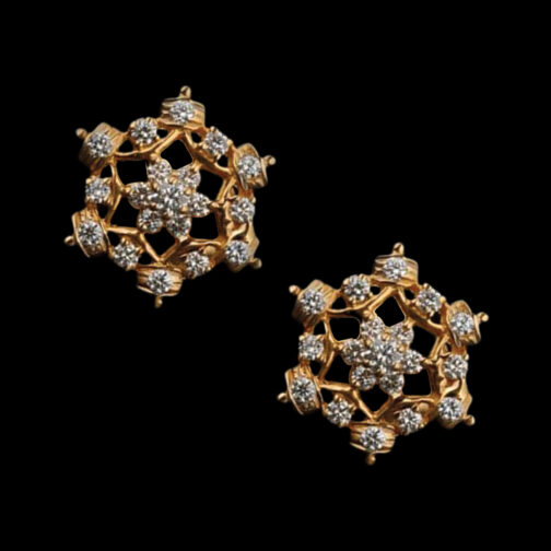 Delicate Open Diamond Setting Earring with Designer Gold Finish
