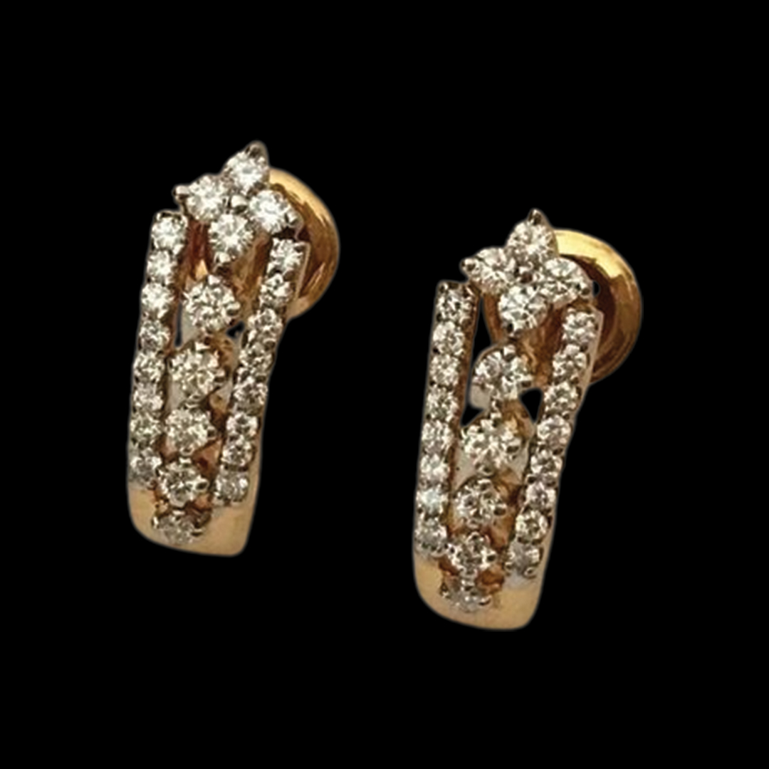 Exclusive long diamond earring with Fine setting and lock in pattern