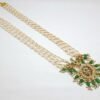 Elegant Pearl Mala with Grand Green Stone Pendant for Wedding and other events