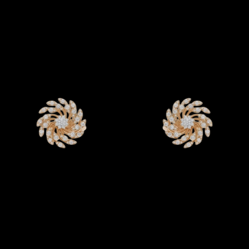 Twisted Petal Design Diamond Earring with floral embellishment...