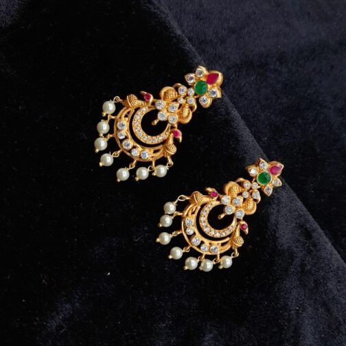 Antique Red and Pink Designer Danglers in 22Kt...