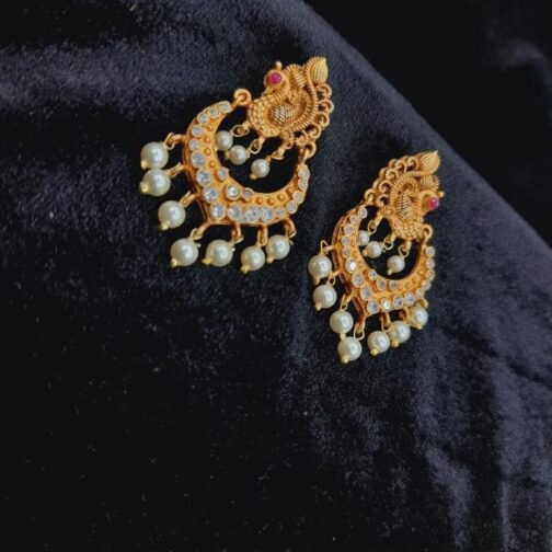 Traditional classy Peacock Design Kundan Earrings with Pearl...