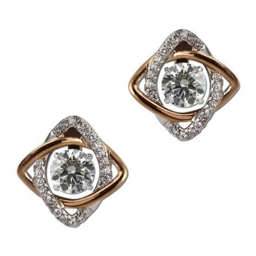 Interlooped rose gold and diamond studs