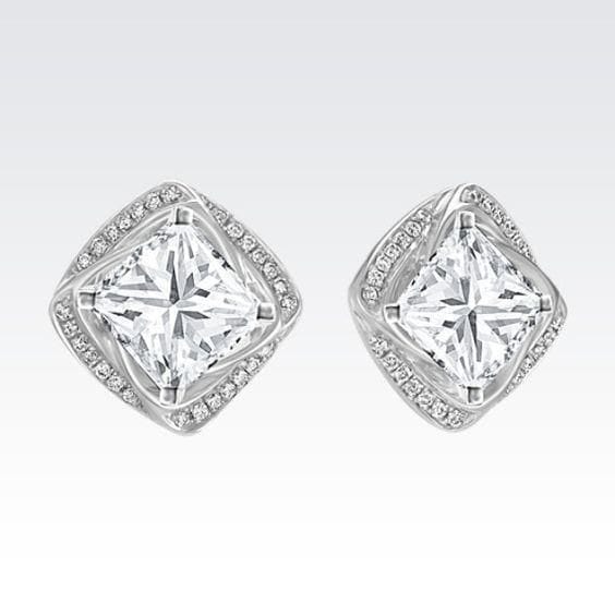 Celestial square shaped diamond earings
