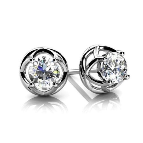 Futuristic white gold diamond studs