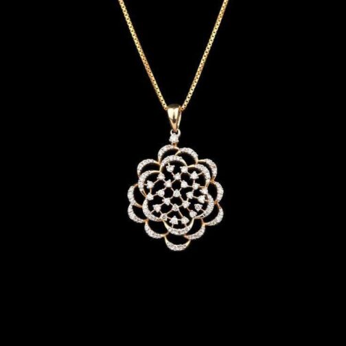 Real Diamond Rose Gold Floral Pendant