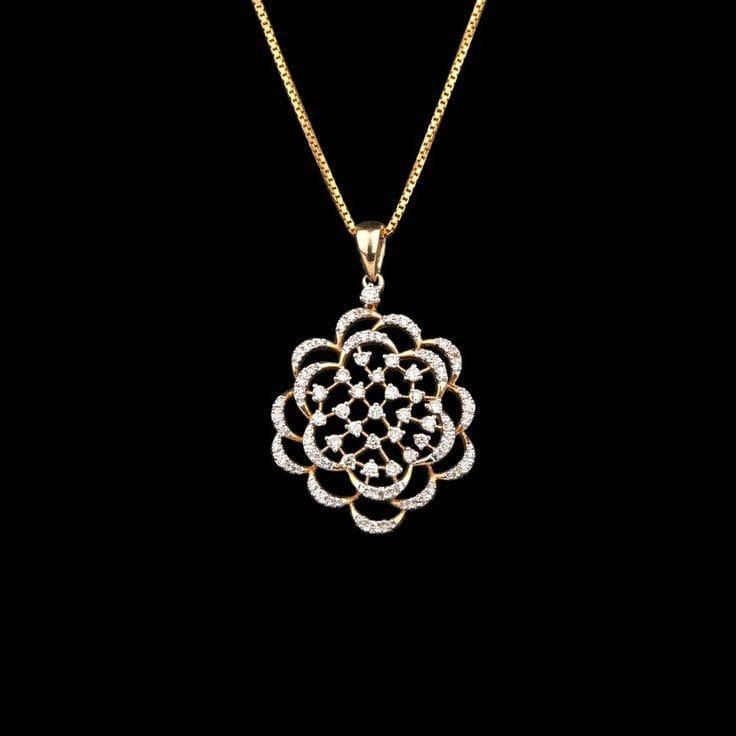 Real Diamond Rose Gold Floral Pendant