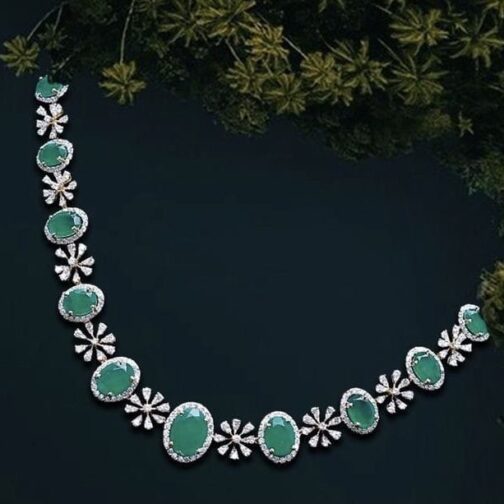 Dreamy Diamond Emerald Gold Necklace