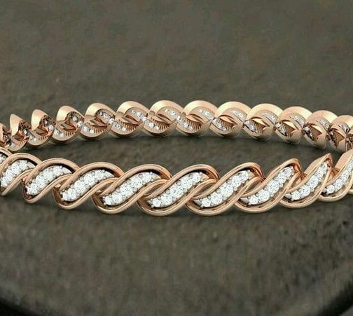 Stylish Diamond and Gold Bangles