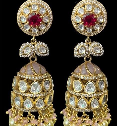 Polki Earrings In Pastel Look