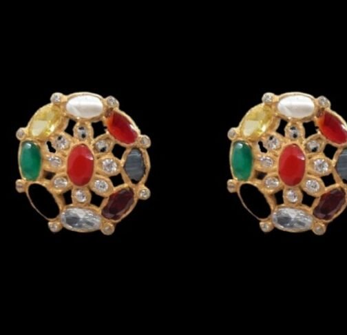 Big Navaratnam Gemstone Earrings