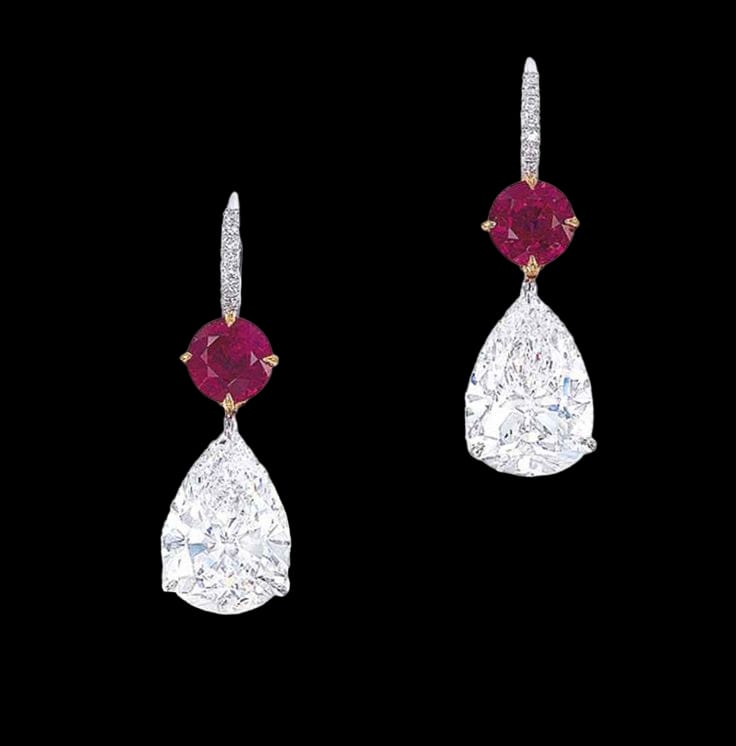 “Captivating Contrasts: Elevate Your Ensemble with Solitaire Diamond and Ruby Cocktail Earrings!”