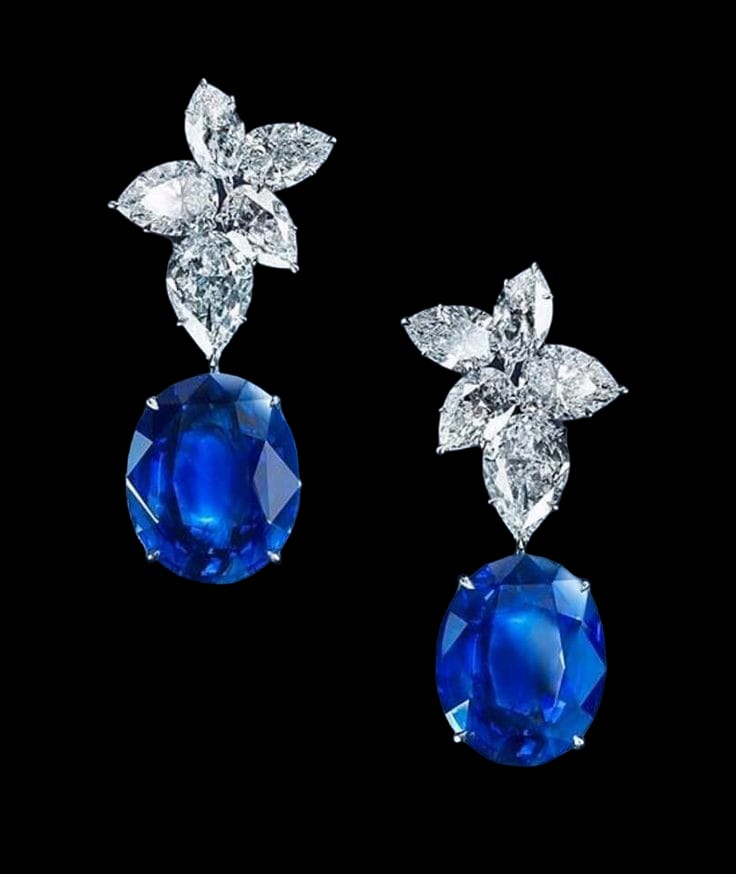 “Captivating Contrasts: Solitaire Diamond and Blue Sapphire Cocktail Earrings for Unparalleled Brilliance!”