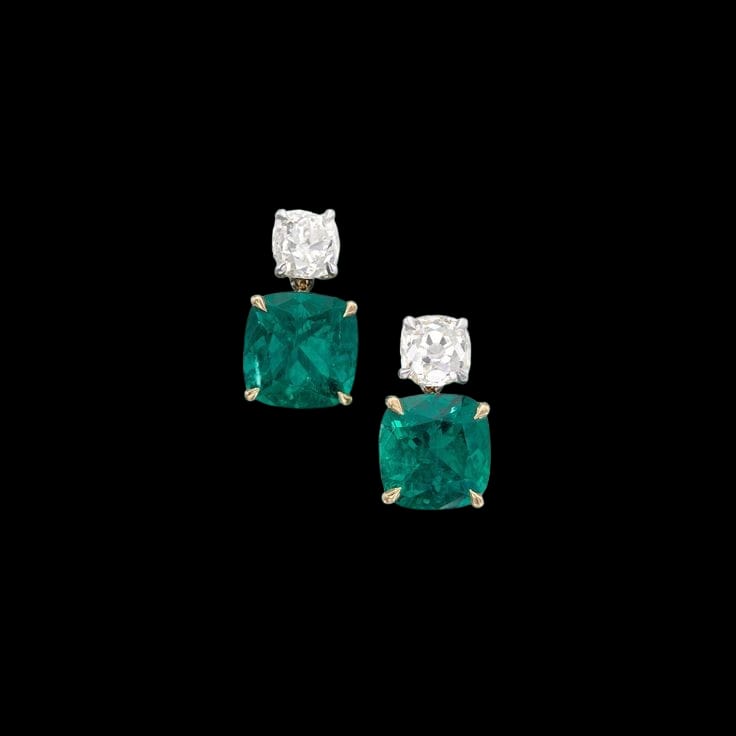 “Captivating Contrast: Solitaire Diamond and Emerald Cocktail Earrings for Unparalleled Glamour!”