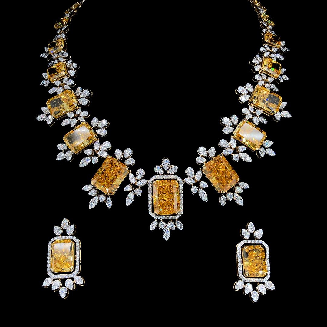 Radiant Gemstone Diamond Necklace