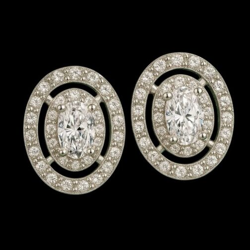 Celestial Charm Oval Earstuds With Two...