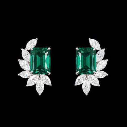 Radiant Wave Diamond Gem Earstuds- Pave