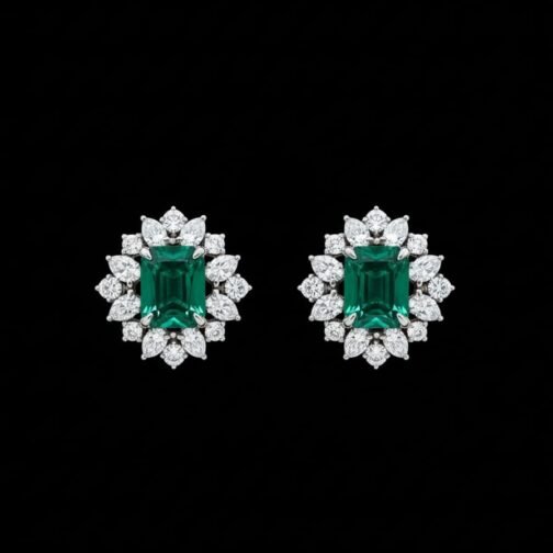 Glam Mist Gemstone Studs- Pave