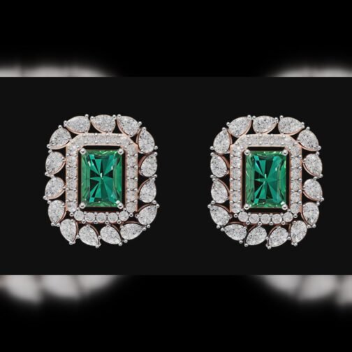 Crystal Aura Gem Earrings- Pave