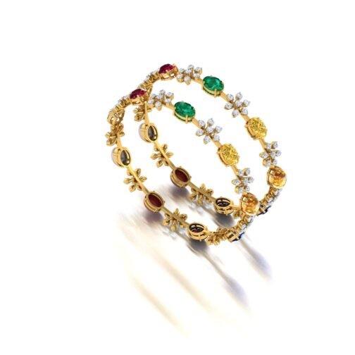 Trendy Navaratna Diamond Bangles